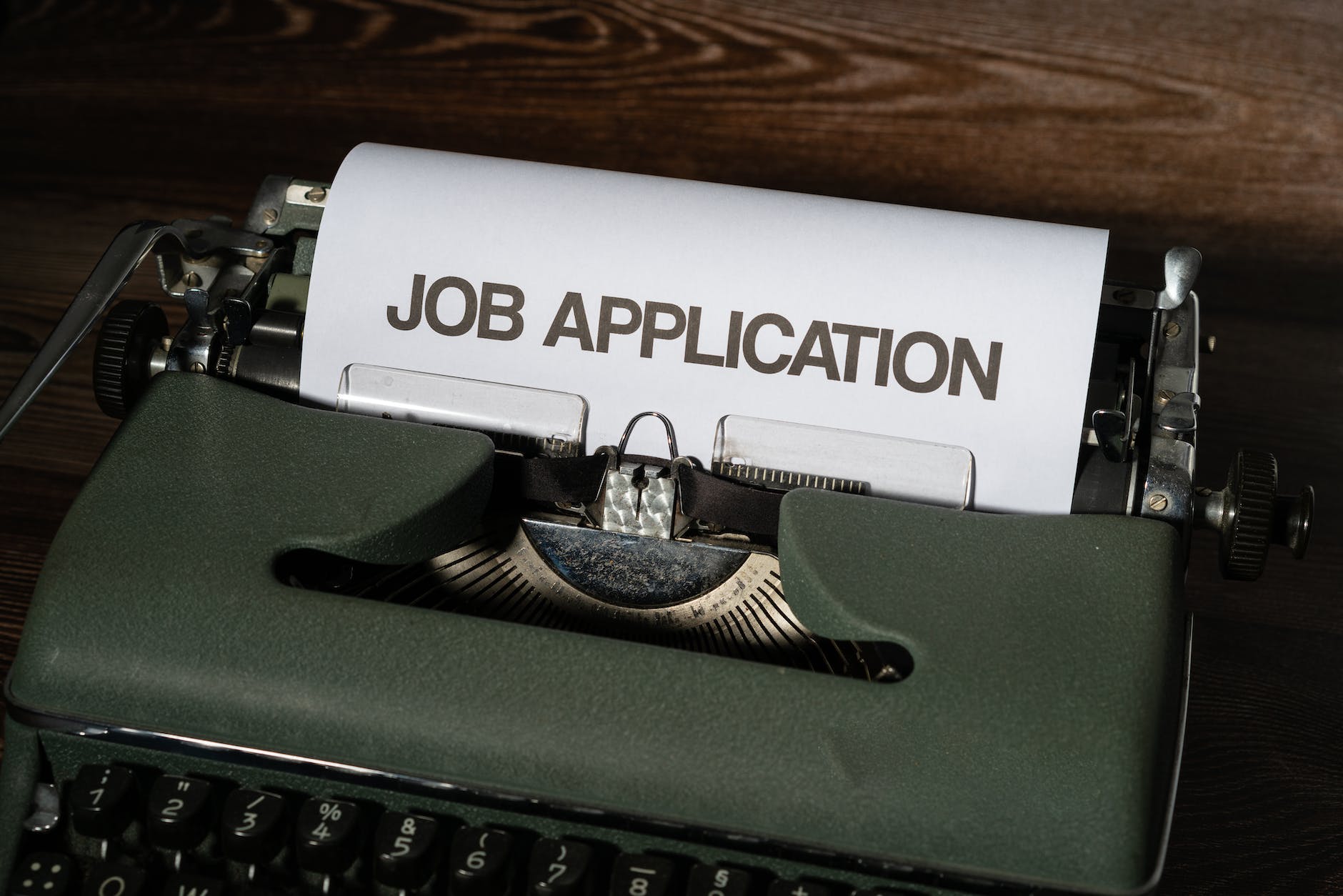 job application form on a vintage typewriter
